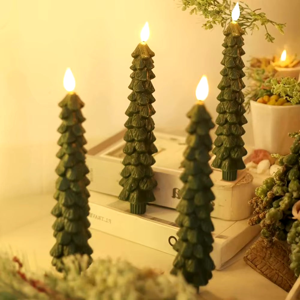 Christmas Pinecone Simulation Candlelight Remote-Controlled Flameless Taper for Tree with Effect LED Operated Candles Lamp